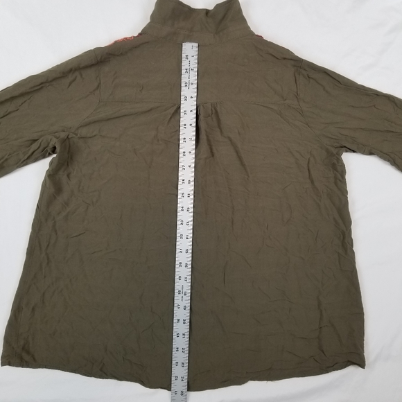 Andrea by Unit Embroidered Shirt Olive Green Shirt Soft Lightweight Size M - Picture 7 of 10